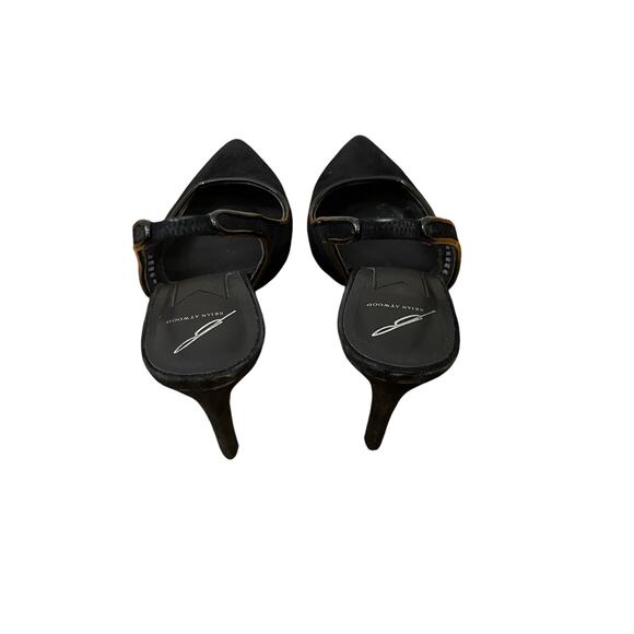 Brian Atwood Maya Black Suede Pointed Toe Slingback Heel Size 8.5 - Picture 4 of 9